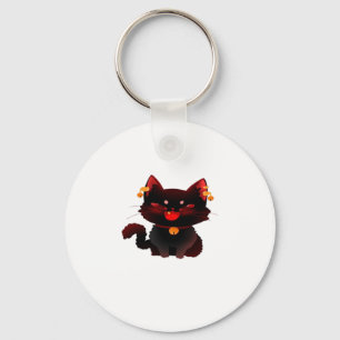 Cute Spooky Black Cat with Bells Classic T-Shirt Keychain