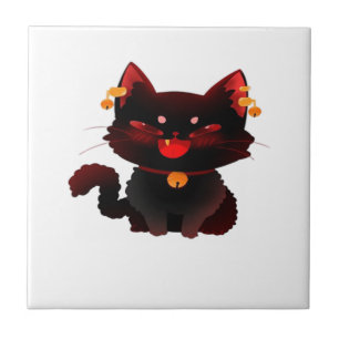 Cute Spooky Black Cat with Bells Classic T-Shirt Tile