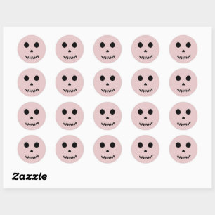 Cute Spooky Blush Pink Halloween Skull Classic Round Sticker