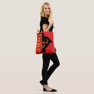 Cute Spooky Cat with “Boo” : Halloween Cat Design Tote Bag