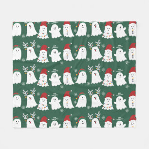 Cute Spooky Christmas Ghost Fleece Blanket