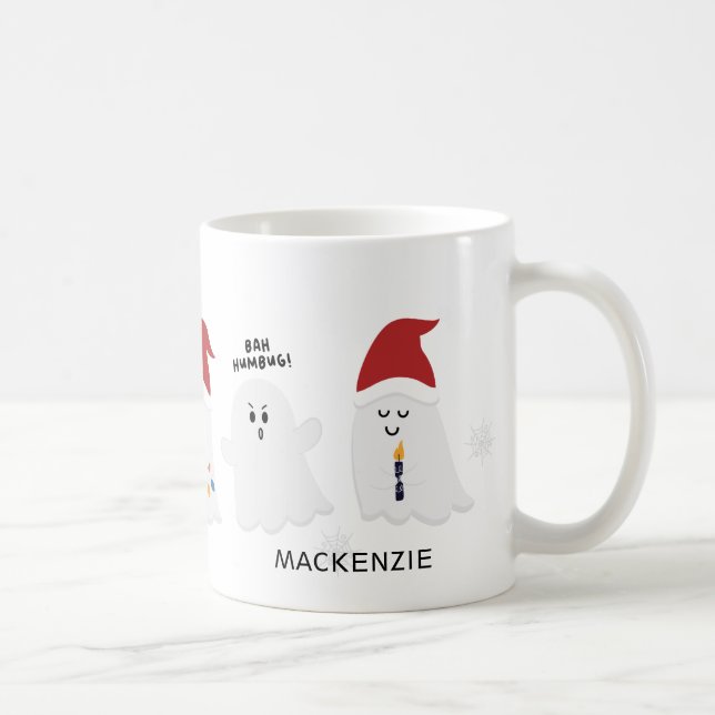 Cute Spooky Christmas Ghosts Coffee Mug (Right)