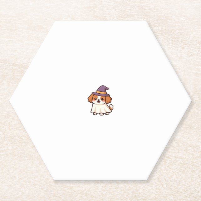 Cute Spooky Dog � Kawaii Halloween Puppy Classic T Paper Coaster (Front)