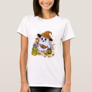 Cute Spooky Drinking Coffee T-Shirt