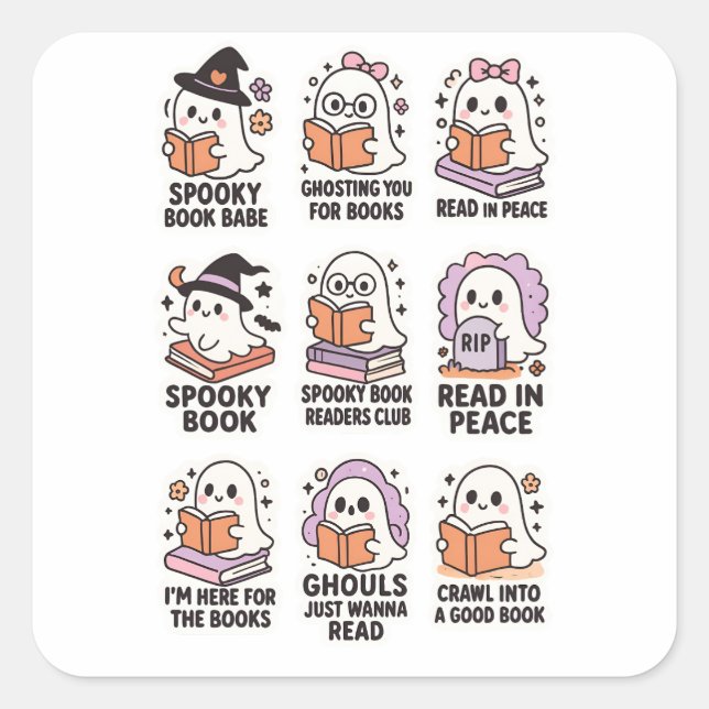 Cute Spooky Ghost Book Stickers (Front)