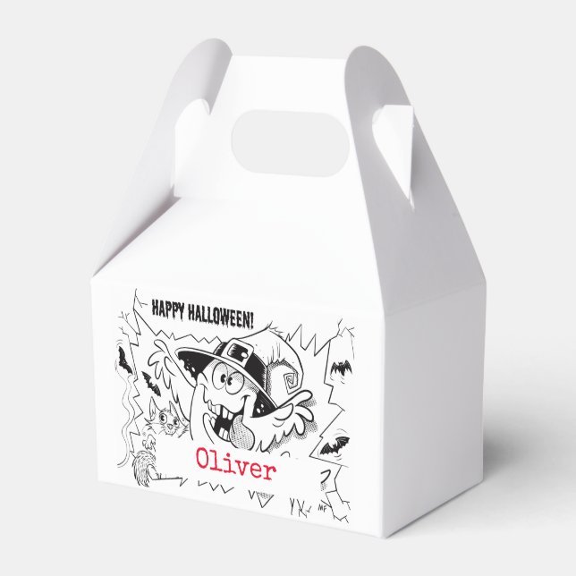 Cute spooky ghost cartoon children custom favor box (Front Side)