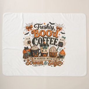 Cute Spooky Ghost Coffee Lover Halloween Sherpa Blanket