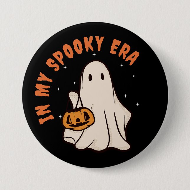 Cute Spooky Ghost Era 3 Inch Round Button (Front)