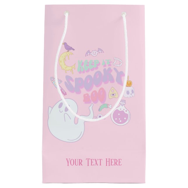 Cute Spooky Ghost & Gang Pastel Halloween Small Gift Bag (Front)
