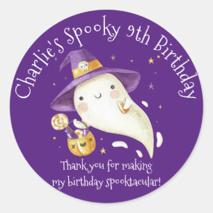 Cute Spooky Ghost Halloween Boy or Girl Birthday  Classic Round Sticker
