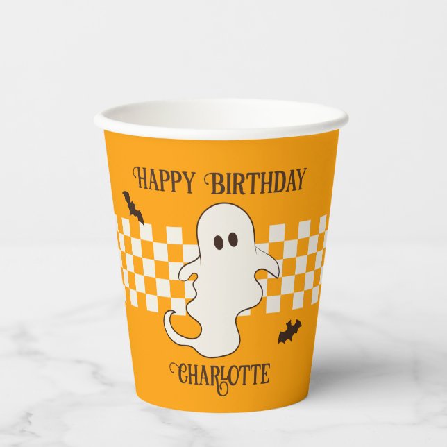 Cute Spooky Ghost Halloween Teen Birthday  Paper Cups (Front)