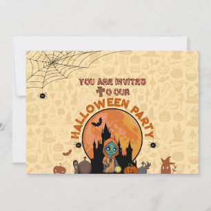 Cute Spooky Ghost Kids Halloween Party  Invitation