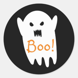 Cute Spooky Ghost Saying Boo Classic Round Sticker