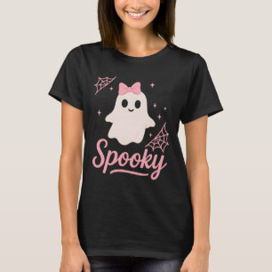 Cute Spooky Ghost with Pink Bow Kawaii Halloween T-Shirt