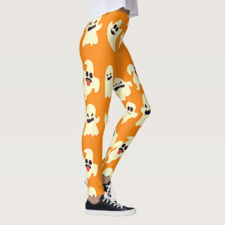 Cute Spooky Ghosts Pattern Halloween Fun Kawaii Leggings