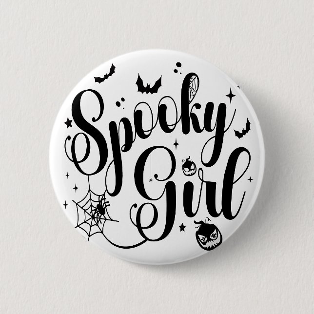 Cute Spooky Girl Halloween Pumpkin Ghost Spider  2 Inch Round Button (Front)