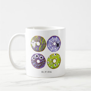 Cute Spooky Green & Purple Monster Donuts  Coffee Mug