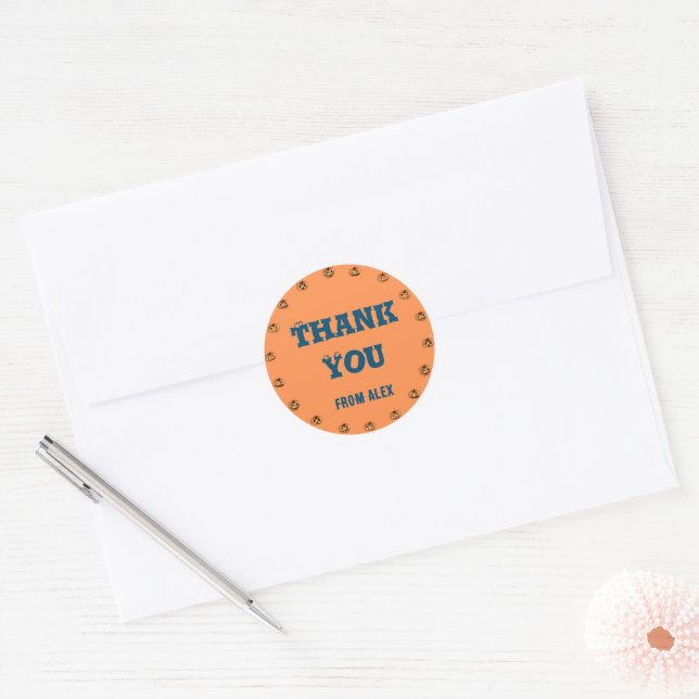 Cute Spooky Halloween Birthday Thank You Classic Round Sticker (Envelope)