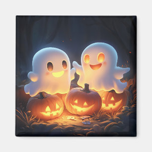 Cute Spooky Halloween Cartoon Ghosts Glowing Pumpk Magnet