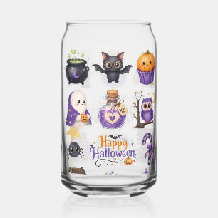 Cute Spooky Halloween Elements Glass Can