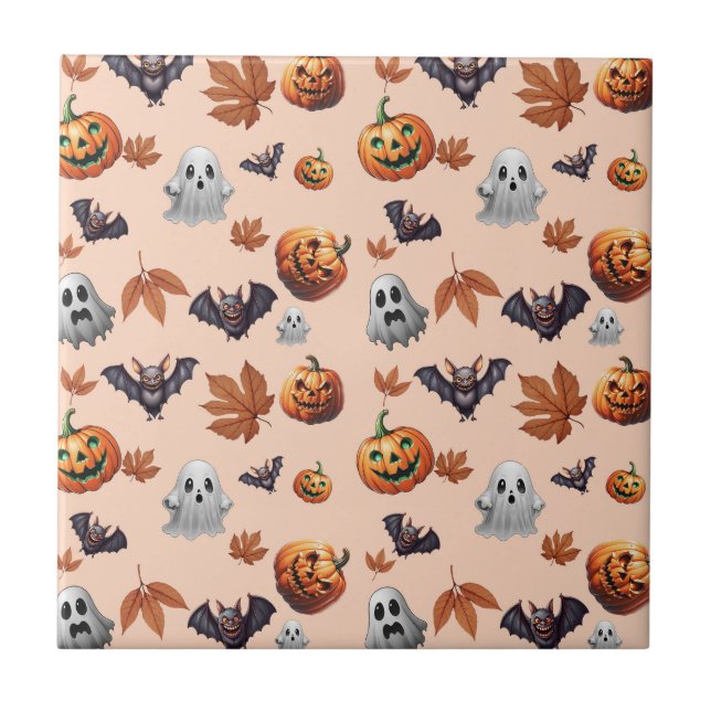 Cute Spooky Halloween Fall  Tile (Front)