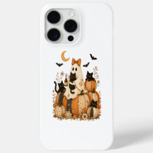 Cute Spooky Halloween Ghost with Black Cats iPhone 15 Pro Max Case