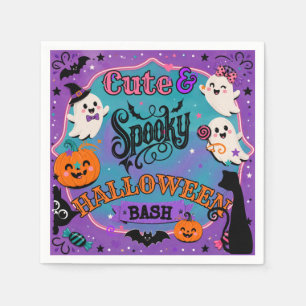 Cute Spooky Halloween Ghosts and Pumpkins Bash Napkin