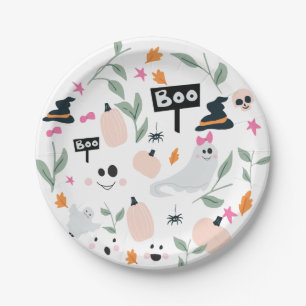 Cute Spooky Halloween Party Ghosts Paper Plate