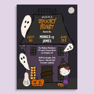 Cute Spooky Halloween Party Haunted House  Invitation