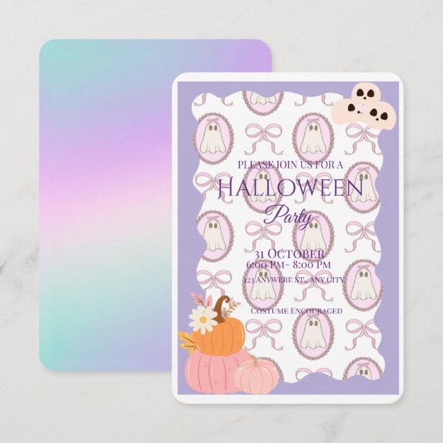 Cute Spooky Halloween Party Invitation (Front/Back)