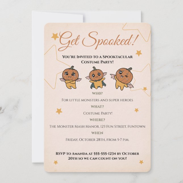 Cute Spooky Halloween Pumpkin Costume Party Invitation (Front)