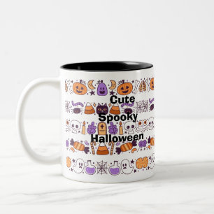 Cute spooky Halloween seamless pattern Two-Tone Coffee Mug