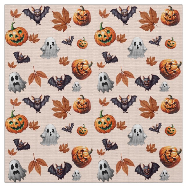 Cute Spooky Halloween Themed Fall Pattern Fabric (Swatch)