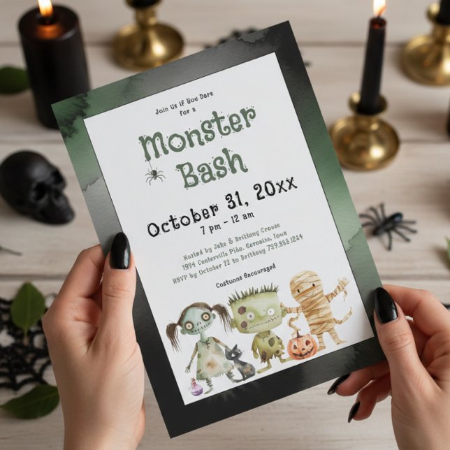 Cute Spooky Monster Bash Halloween Party Invitation (Creator Uploaded)