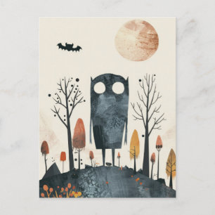 Cute& Spooky Monster Whimsical Halloween Postcard