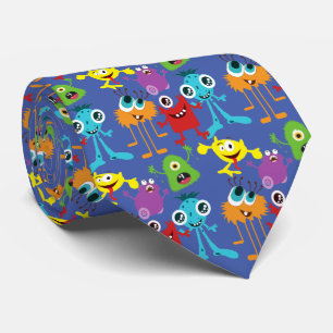 Cute Spooky Monsters   Halloween Tie