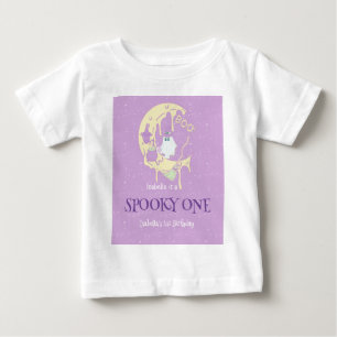 Cute Spooky One Ghost Moon Halloween 1st Birthday Baby T-Shirt