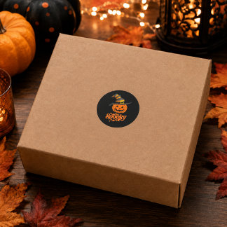 Cute Spooky Pumpkin Witch Hat Halloween Sticker
