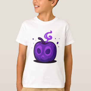 Cute Spooky Purple Apple Halloween Kids T-Shirt