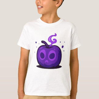 Cute Spooky Purple Apple Halloween Kids T-Shirt