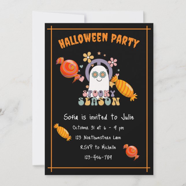 Cute spooky season candy orange Halloween Party  Invitation (Front)