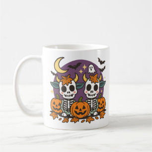 Cute Spooky Skeleton Cows with Classic Mug, 11 oz Coffee Mug
