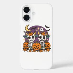 Cute Spooky Skeleton Cows with Pumpkins  iPhone 16 Case