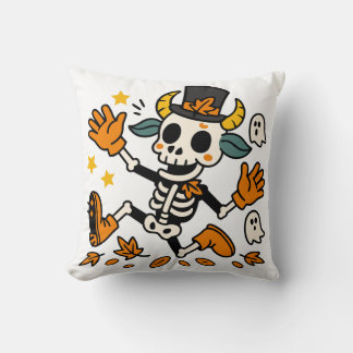 Cute Spooky Skeleton Goat Throw Pillow