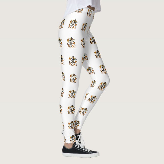 Cute Spooky Skeleton Goat with Top Hat  Leggings (Right)