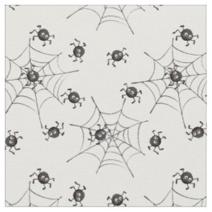 Cute Spooky Spiders & Webs Halloween Fabric