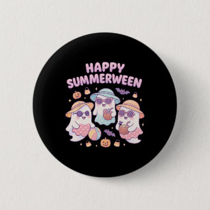 Cute Spooky Summerween Ghosts With Sungles And Dri 2 Inch Round Button