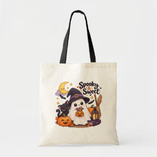 Cute Spooky & Sweet Ghost Kids Hoodie Tote Bag