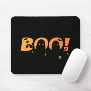 Cute Spooky Typography with Bats & Spiders Mouse Pad