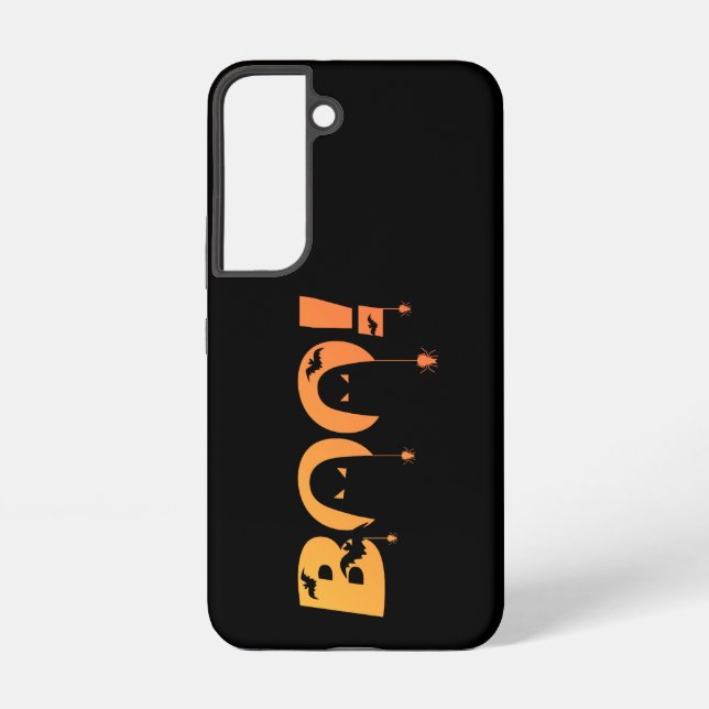 Cute Spooky Typography with Bats & Spiders Samsung Galaxy S22 Case (Back)